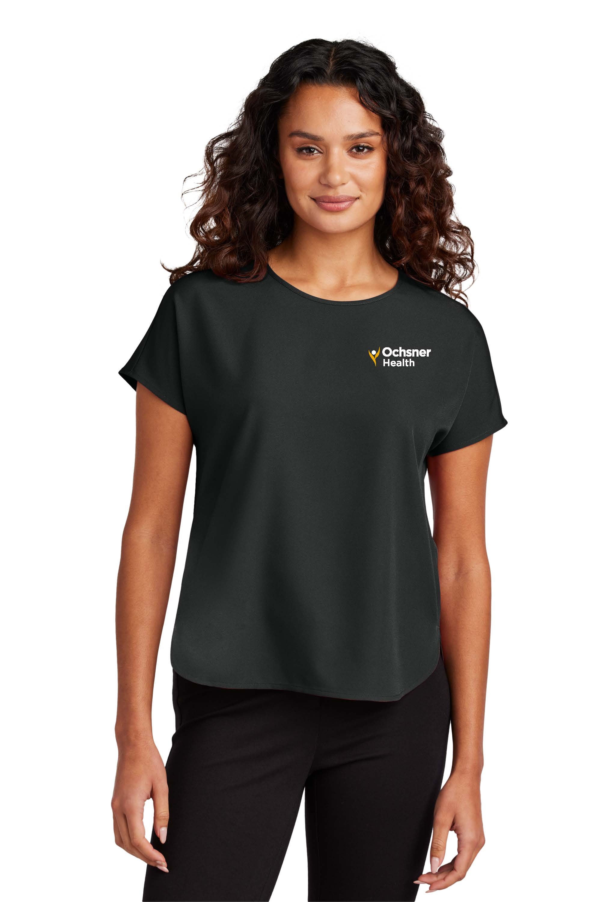 Women's Stretch Crepe Crew Blouse, , large image number 1